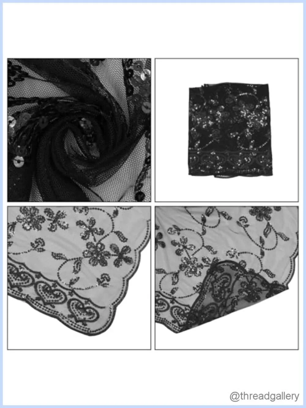 Sequin Floral Sheer Mesh Evening Shawl Wrap Bridal Scarf Party Formal Accessory